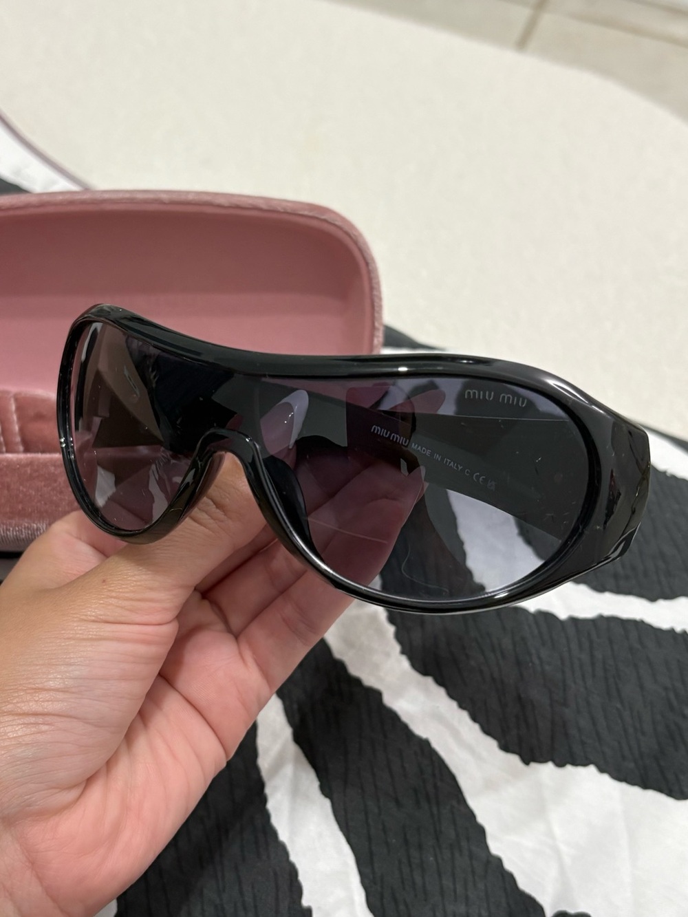 Miu Miu Black Shield Sunglasses with Gradient Lenses